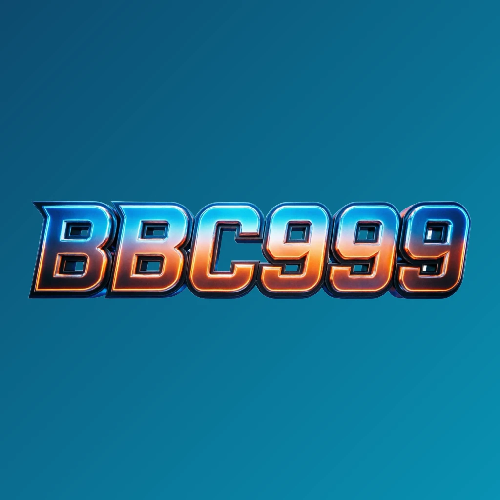Bold 3D gaming logo with the text BBC999 in energetic colors, featuring a modern esports-inspired horizontal rectangular wordmark design with a transparent background